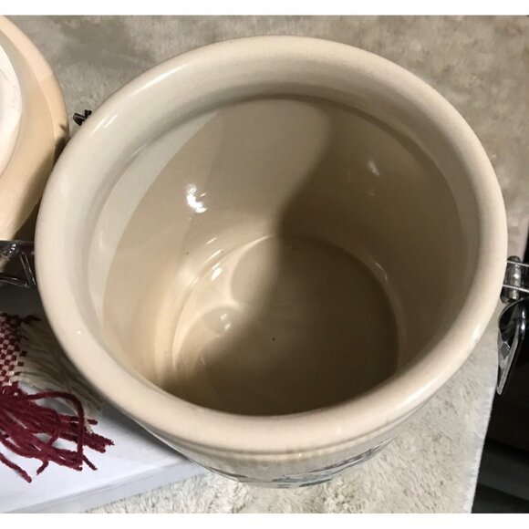 Snowman Ceramic Cannister Hinged Jar Fabric Hat & Scarf 11" Tall11 - Picture 14 of 16